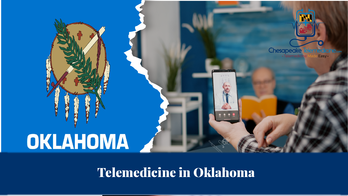 A patient in Oklahoma using a laptop for a telemedicine consultation with Chesapeake Telemedicine, highlighting easy access to virtual healthcare.